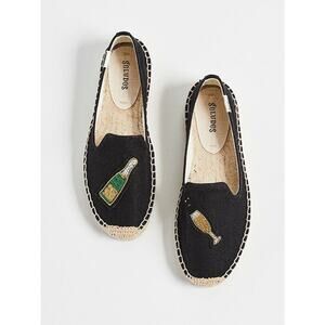 Soludos‎ Cheers Espadrille Black Champagne Bubbly Celebrate 6.5